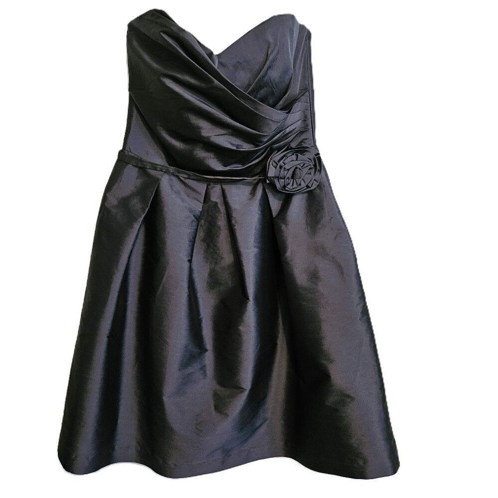ALFRED SUNG Grey Strapless Cocktail Dress With Pockets & Detached Belt Size 10